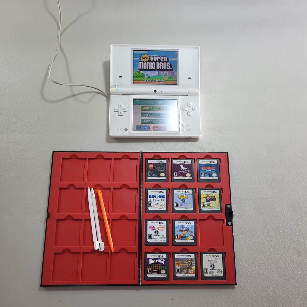 Bundle  - Console White Nintendo DSi System Lot + 12 Games