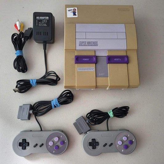 Console Super Nintendo Snes System (Condition-) 2 Controllers no2 -- Jeux Video Hobby 