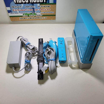 Original Teal Blue Console Nintendo Wii System With 1 Controller Motion Plus -- Jeux Video Hobby 